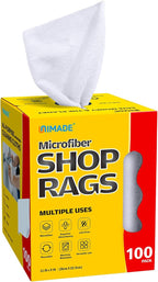 Shop Rags, 100 Sheets Microfiber Cleaning Cloth Commercial Grade Washcloths by Unimade
