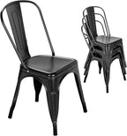 Nazhura Metal Dining Chair Farmhouse Tolix Style for Kitchen Dining Room Café Restaurant Bistro Patio, 18 Inch, Stackable, Waterproof Indoor/Outdoor (Sets of 4) (Black) by NazhuraGoodCompanionAtHome