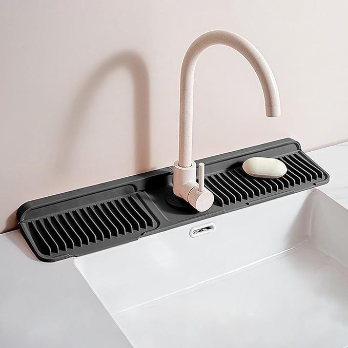 Longer Silicone Faucet Mat for Kitchen Sink – Button Style Faucet Drip Catcher by Unknown