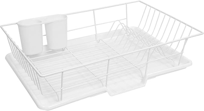 Sweet Home Collection Metal, Plasic 3 Piece Dish Drainer Rack Set - Image 4