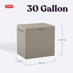 Keter City 30 Gallon Resin Outdoor Storage Box & Patio Side Table for Balcony, Pool, Deck & Garden Accessories, Weather‑Resistant, Beige - Image 2