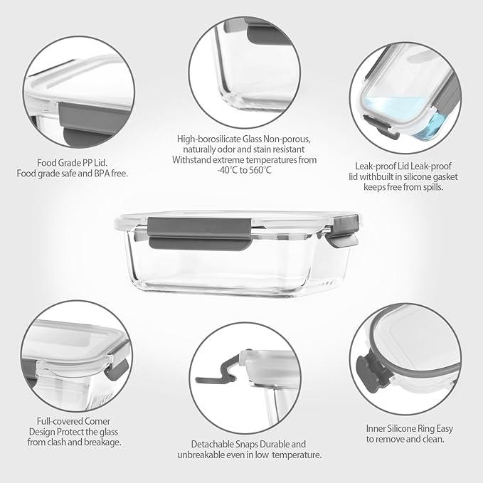 [10 pack Glass Meal Prep Containers - Image 7