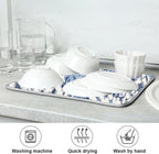 Dish Drying Mat Kitchen Counter Absorbent Blue and White Pattern Coffee Sink - Image 7