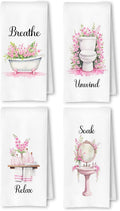 Farmhouse Pink Botanical Bathroom Hand Towels, Relax Breathe Soak Unwind by Unknown