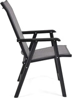 Giantex Set of 4 Folding Patio Chairs, Outdoor Portable Dining Chairs for Garden Camping Poolside Beach Deck Lawn, 4-Pack Sling Armchairs, Metal Frame, Grey - Image 9