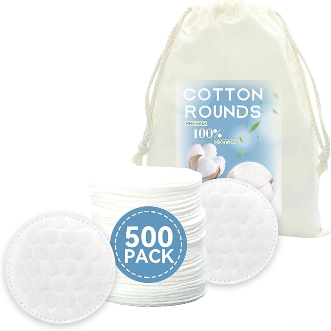 Premium Cotton Rounds for Face, Makeup Remover Pads, 100% Pure Cotton, Chemical by Unknown