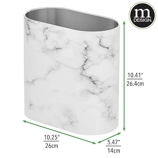 mDesign Slim Pill-Shaped Metal 1.98 Gallon/7 Liter Recycle Trash Can Wastebasket - Image 3