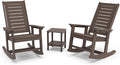 GREENVINES Outdoor Rocking Chair Set | 3-Piece | Dark Brown Wood Grain | 2 Rocking Chairs with 1 Side Table | Porch Rocker | HDPE Plastic | Patio Furniture Sets by GreenVines