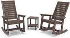 GREENVINES Outdoor Rocking Chair Set | 3-Piece | Dark Brown Wood Grain | 2 Rocking Chairs with 1 Side Table | Porch Rocker | HDPE Plastic | Patio Furniture Sets by GreenVines