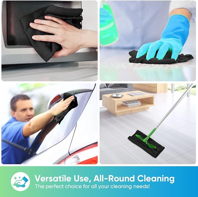 HOMEXCEL Black Microfiber Cleaning Cloths, 20 Pack Cleaning Rags - Image 6