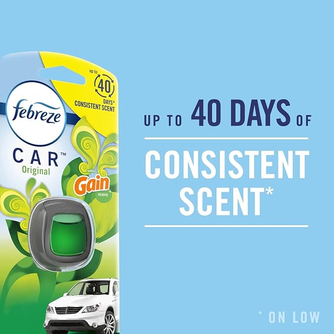 Febreze Vent Clip Car Air Freshener, Odor Eliminator, Auto Noir Scent, 4 Clips - Image 2