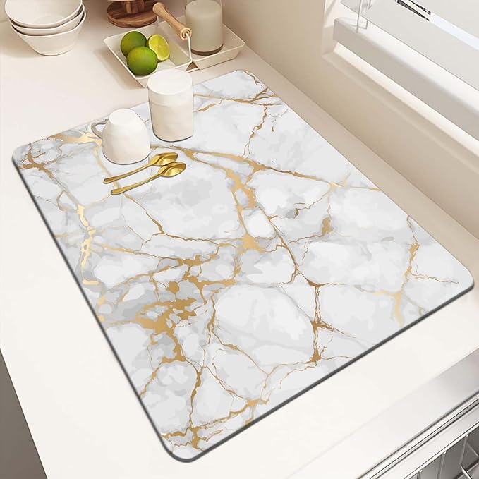 MCALK Marble White Dish Drying Mat by MCALK