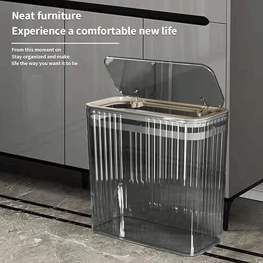 Bathroom Trash Can with Lid3.5 Gallon Garbage Can，for Bedroom, Plastic Slim - Image 8
