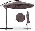 Best Choice Products 10ft Offset Hanging Market Patio Umbrella w/Easy Tilt Adjustment, Polyester Shade, 8 Ribs for Backyard, Poolside, Lawn and Garden - Deep Taupe by BestChoiceProducts