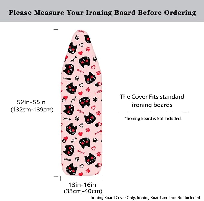 Cat Design Ironing Board Cover and Pad, Standard Size 16x55 inche Thick Padding - Image 5