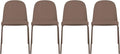 2xhome Parent Modern Stackable Armless Dining Chair | Plastic Shell Seat with Metal Legs | Indoor or Outdoor Use | Home Kitchen Patio (4, Brown, Padded Seat) by 2xhome