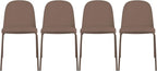 2xhome Parent Modern Stackable Armless Dining Chair | Plastic Shell Seat with Metal Legs | Indoor or Outdoor Use | Home Kitchen Patio (4, Brown, Padded Seat) by 2xhome