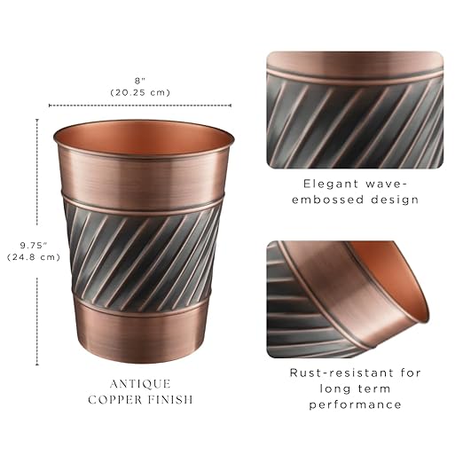 Monarch Abode Metal Bathroom Trash Can – Waste Basket - Image 2