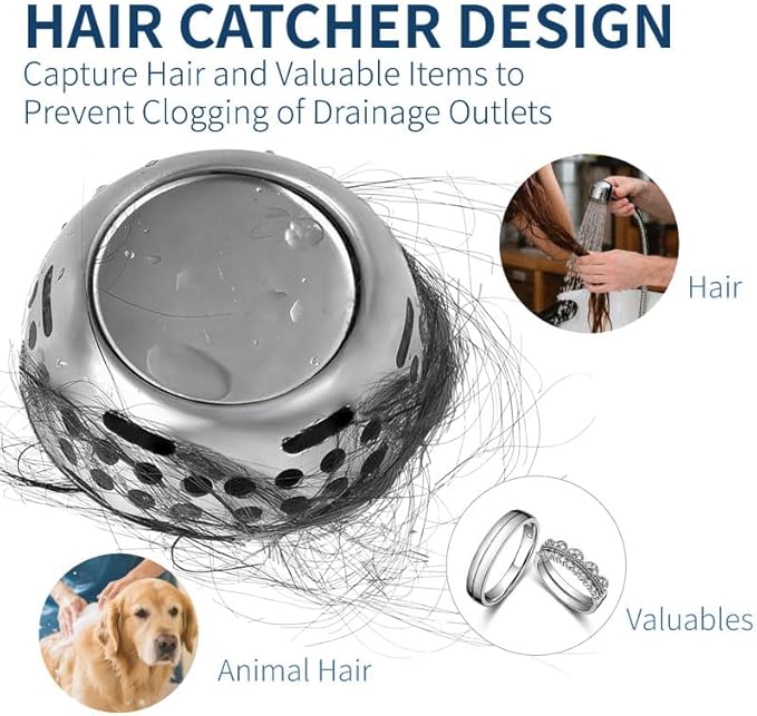 3 in 1 Bathtub Stopper, Bathtub Drain Hair Catcher, Replaces Lift and Turn - Image 6