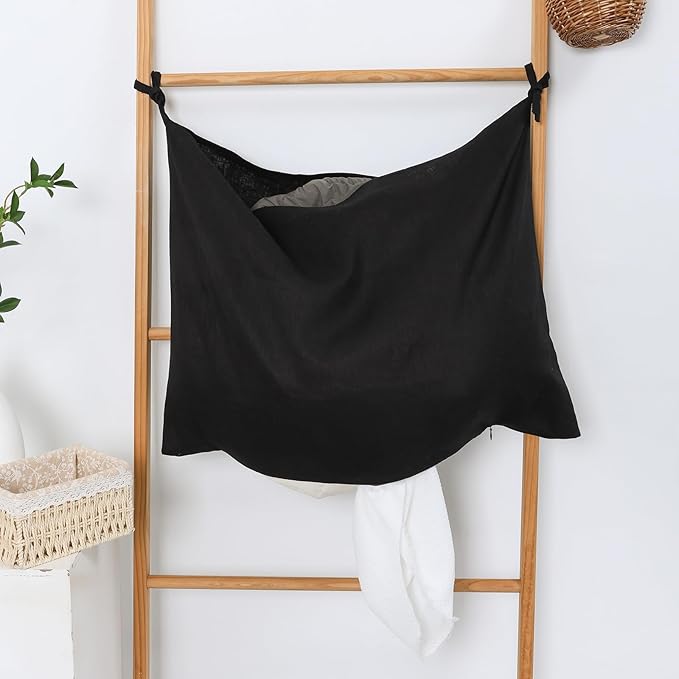 Hanging Linen Laundry Bag, 100% Pure Flax Linen Over The Door Hamper - Image 4