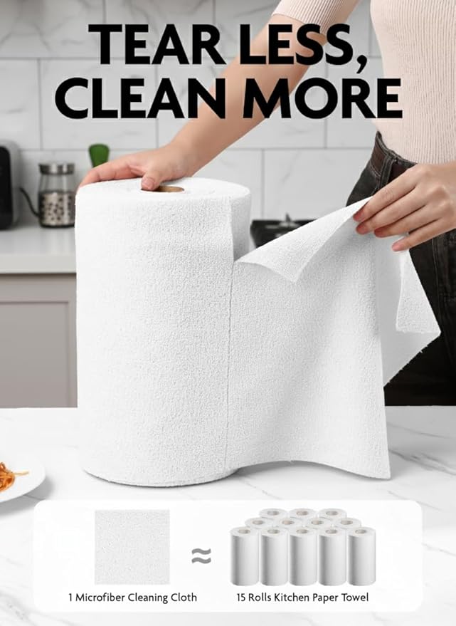 Fantasticlean Microfiber Cleaning Cloth Roll -150 Pack, Tear Away Microfiber - Image 3