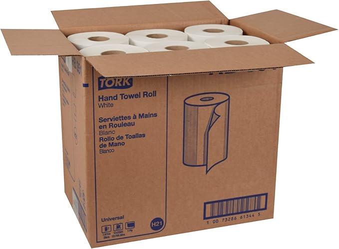 Tork Paper Hand Towel Roll White H21, 100% Recycled Fiber, 12 Rolls x 350 ft - Image 8