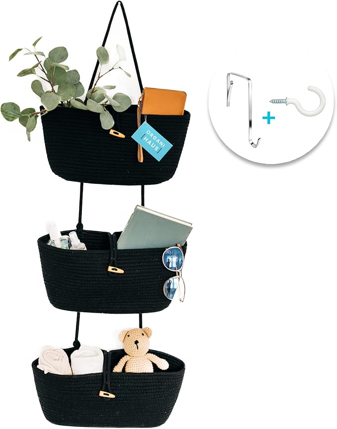 OrganiHaus Black Hanging Wall Baskets by OrganiHaus