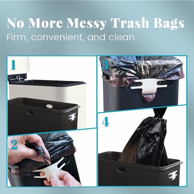 8 Gallon Trash Can with Lid, Stainless Steel Kitchen Trash Can with Removal - Image 7