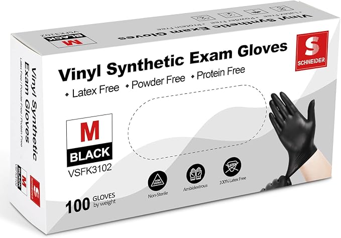 Schneider Vinyl Synthetic Exam Gloves, 4 Mil, Latex Free Disposable Gloves - Image 2