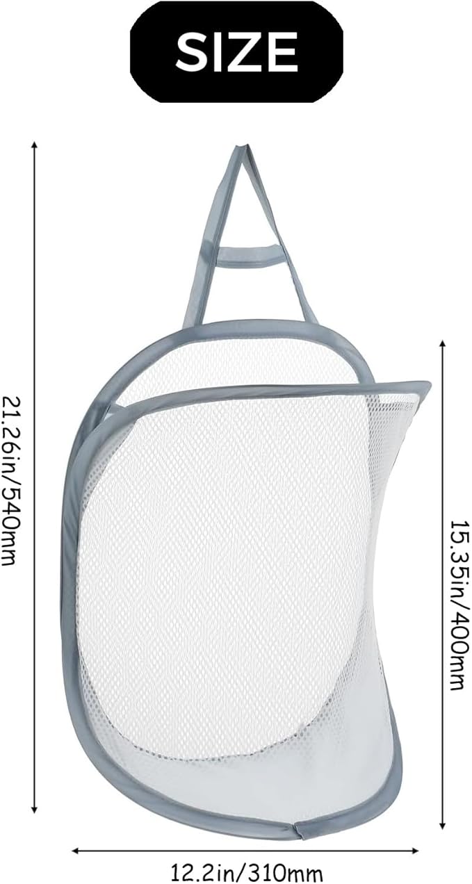 2pcs mesh foldable laundry basket, dirty clothes storage bag basket frame bucket - Image 6