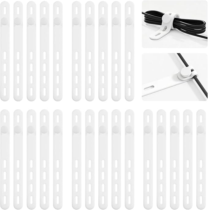 25Pack Silicone Cable Ties, Reusable Cord Organizer by TIKIWIK