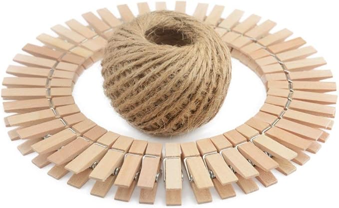 COOLAKE Wooden Clothes Pins 1.38 Inch 100 Pack Mini Photo Paper Peg Clips by COOLAKE