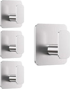 Silver Hooks for Hanging Heavy Duty, Adhesive Hooks for Shower, Waterproof & by Aikzik