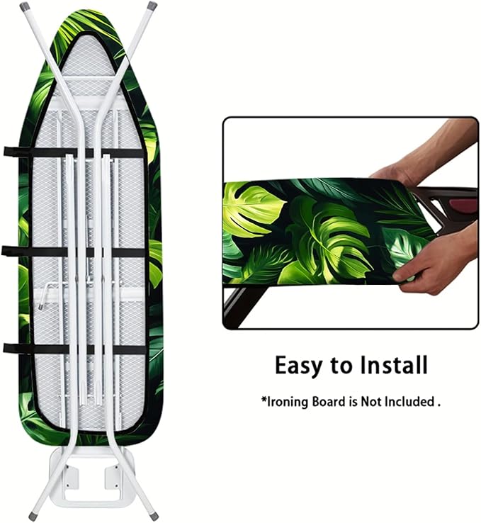 Nuxovilar Dark Background with Green Monstera Leaves Ironing Board Cover - Image 5