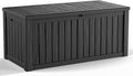150 Gallon Outdoor Storage Box, Weather Resistant & Waterproof Resin Deck Box with UV Protection, Rattan Black Patio Storage Cabinet for Garden, Patio, Porch, Poolside(Black) by KFY
