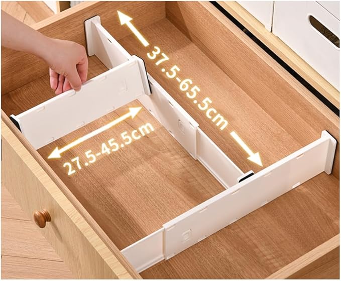 6 Pack Adjustable Drawer Dividers – Expandable Slide-Lock Plastic Drawer - Image 4
