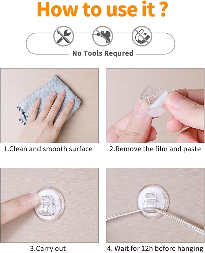 100 Clear Mini Light Clips: Small Hooks - Image 4