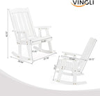 VINGLI Outdoor Rocking Chair Set of 2, Heavy Duty 600 LBS Wooden Rocking Chair with Comfortable Backrest, Weatherproof Rocker with Ergonomic Design, Suit for Patio, Garden, Yard, White - Image 3