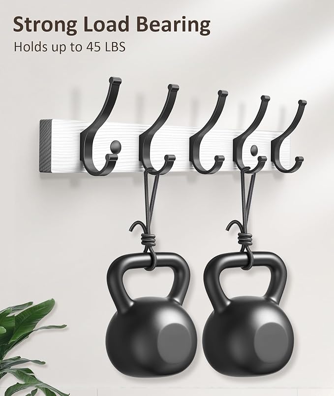Coat Rack Wall Mount, 16.5 Inches Wood Coat Hooks Wall Mount, Wall Coat Rack - Image 2
