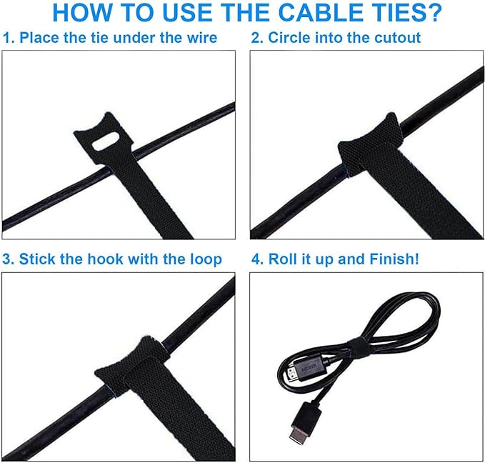 60 PCS 6 Inches Reusable Cable Ties, Adjustable Cord Straps, Cable Organizer - Image 4