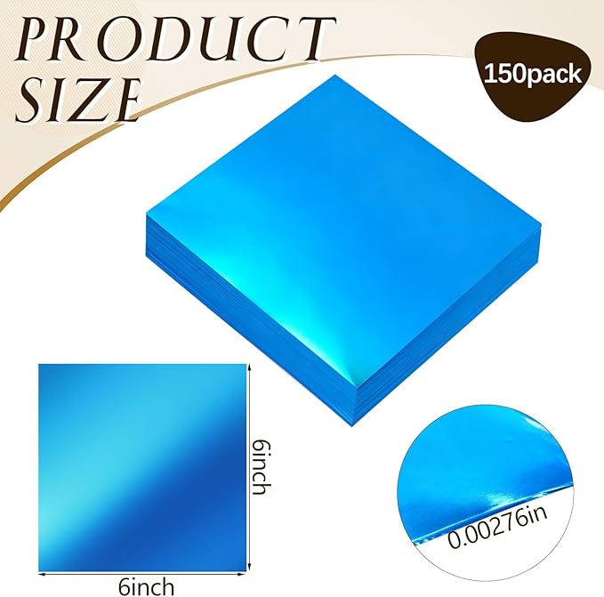 Yaocom 150 Packs Aluminum Embossing Foil Sheets Crafts DIY Foil 6 Inch x 6 Inch - Image 2