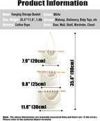 AARAINBOW Wall Cotton Hanging Baskets, Large 3 Tier Decorative Wall Basket - Image 5
