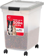 IRIS USA Airtight Dog Food Storage Container, WeatherPro, Removable Wheels by IRISUSA