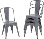 FDW Dining Chairs Set of 4 - Indoor/Outdoor, Metal, 18 Inch Seat Height, 330LBS Weight Capacity, Stackable, Restaurant & Bar Chairs by FDW