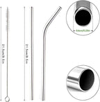 16 Pack of Reusable Stainless Steel Metal Straws, 8 Straight + 8 Bent 8.5 inch - Image 2