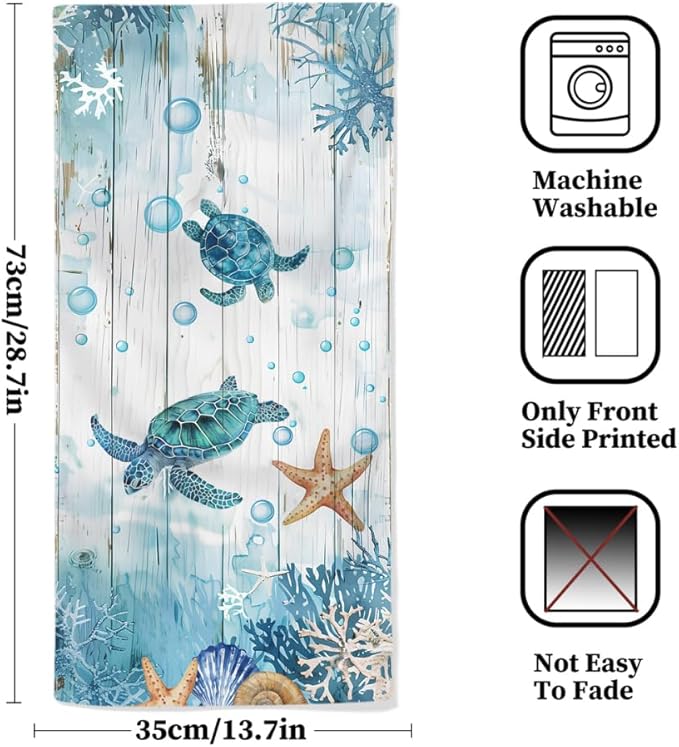 Sea Turtle Hand Towels Set of 2 Breathable Ocean Beach Hand Towels Highly - Image 2