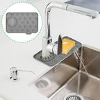 Silicone Sink Faucet Splash Guard Mat, Soap Dish Pad, Drip Catch Sponge Holder - Image 2