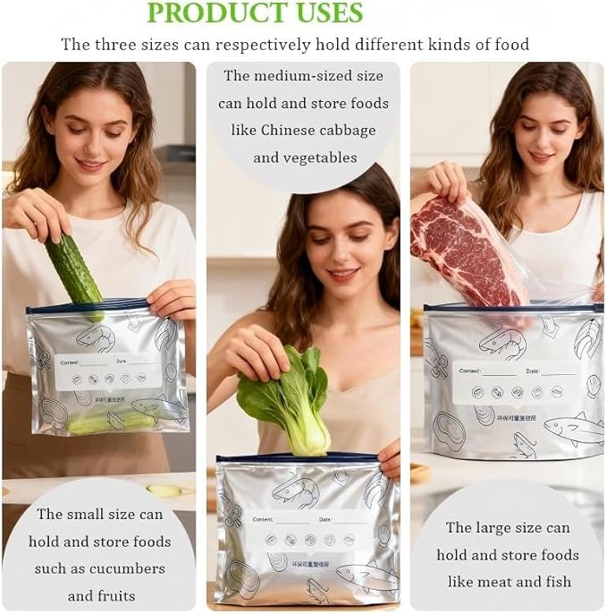 Reusable Aluminum Foil Sealable Storage Bags, 2026 New Resealable Vacuum Zipper - Image 6