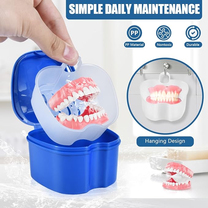 2 Pack Denture Bath Case Cup Box Holder Storage Container - Image 3
