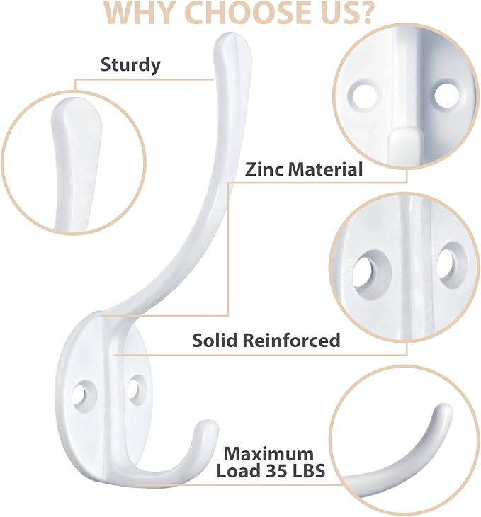 14 Pack Coat Hooks Wall Mounted - Image 3
